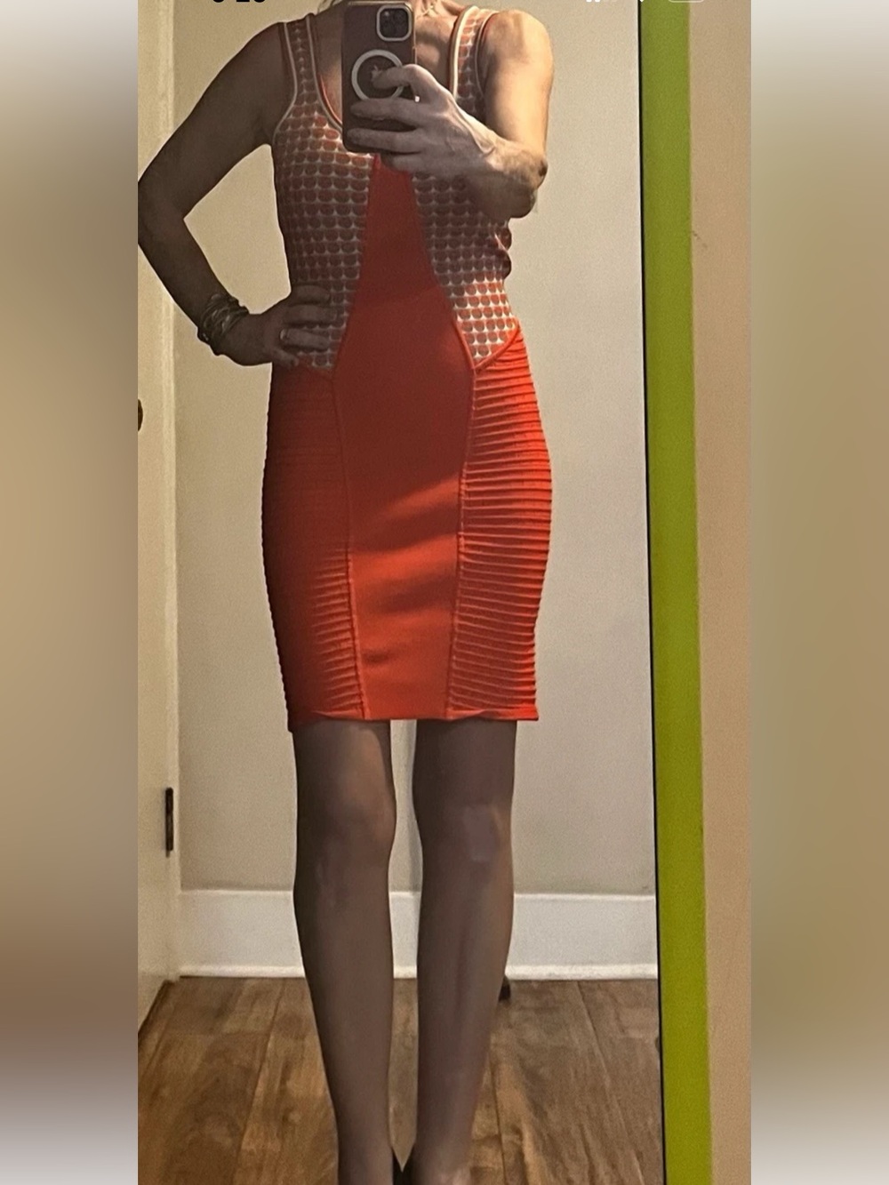 Z Spoke by Zac Posen Red Combo Knit Sleeveless Bodycon Dress S - Picture 2 of 15